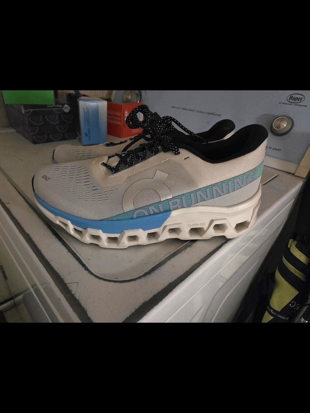 On Running Men's Cloudmonster Sneakers - White/Blue Size 9.5